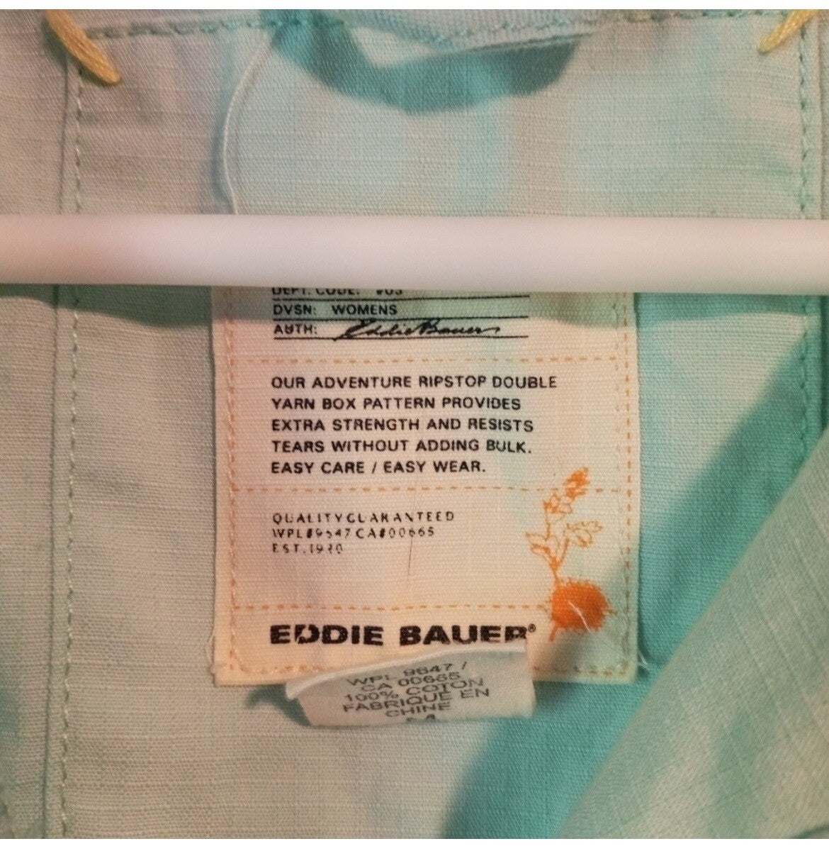 Eddie Bauer Cotton Mint Blue Zip-Up Hooded Cargo Jacket Size M Men's Coat