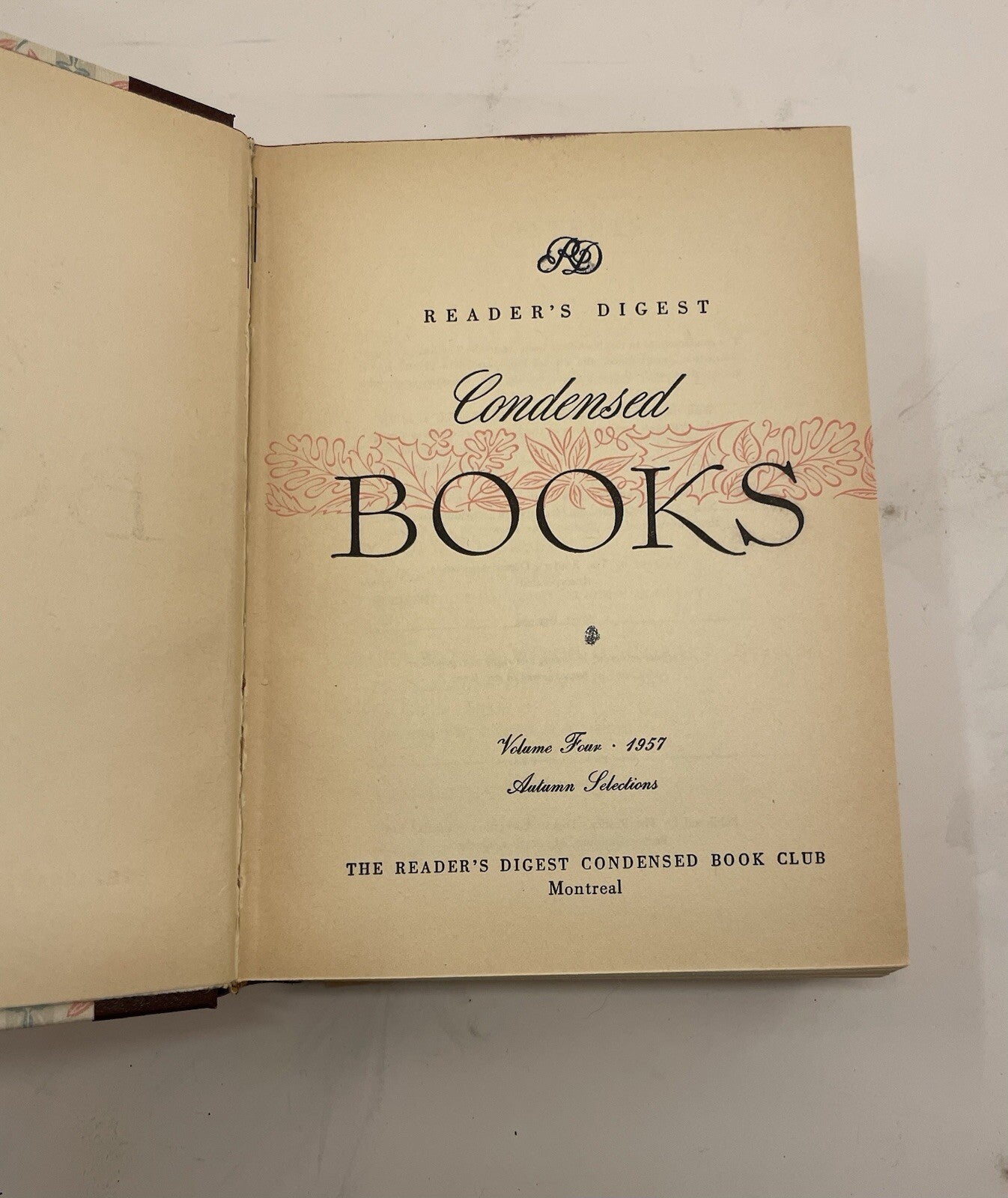 Readers Digest Condensed Books Vol 4 1957 Autumn HC - Near Mint