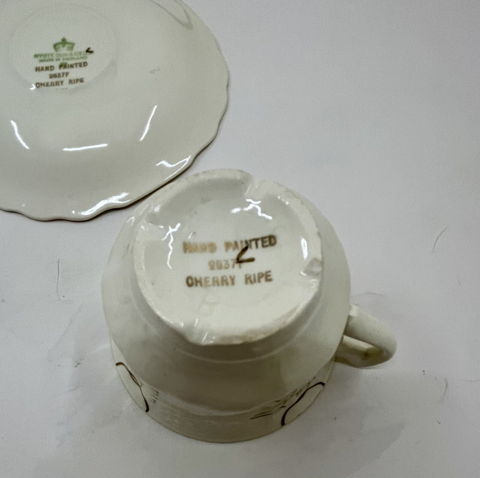 Myott Cherry Ripe Bone China Teacup & Saucer England Rose Floral Classic