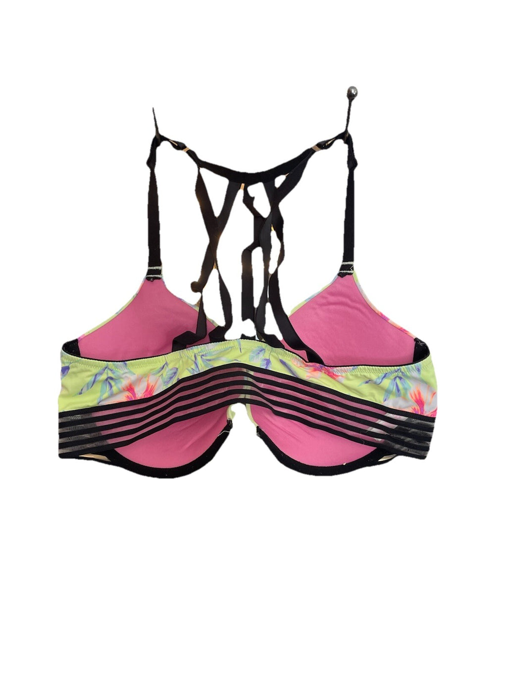 VS Neon Floral Push-Up Bra 36D Front Closure PINK Wear Everywhere Bra