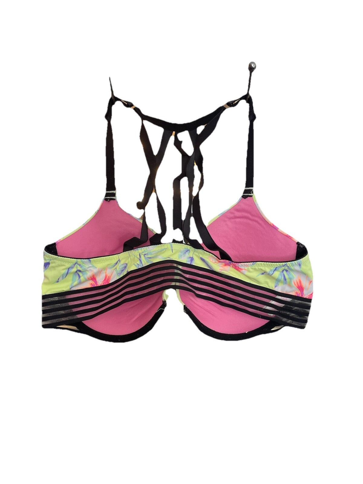 VS Neon Floral Push-Up Bra 36D Front Closure PINK Wear Everywhere Bra
