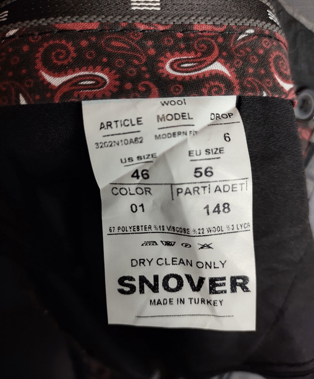 Snover Men's Grey 2-Piece Suit 46R/40W Modern Tailored NWT