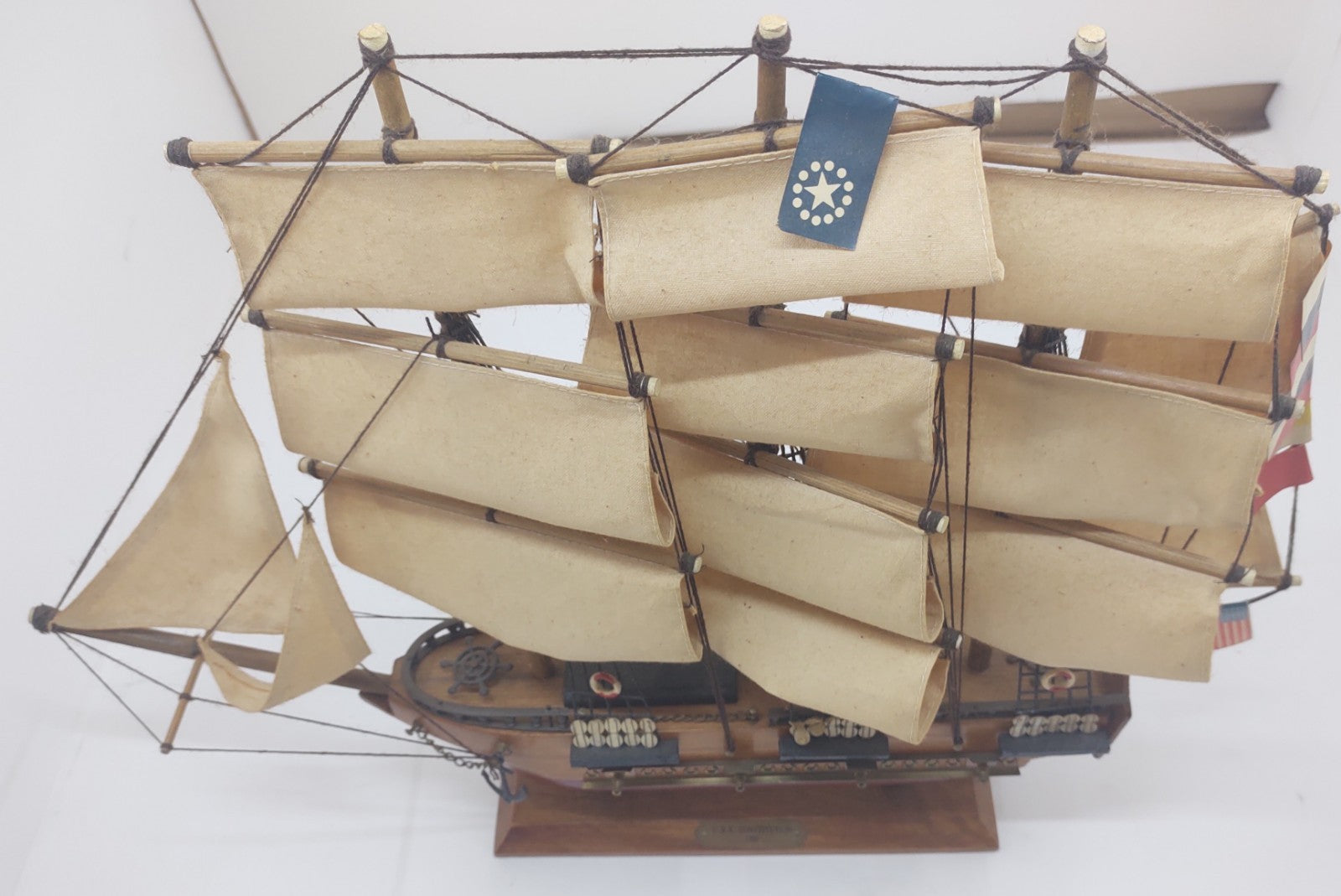 Vintage Wooden USS Constitution Ship Model Nautical Decor Sailing Warship