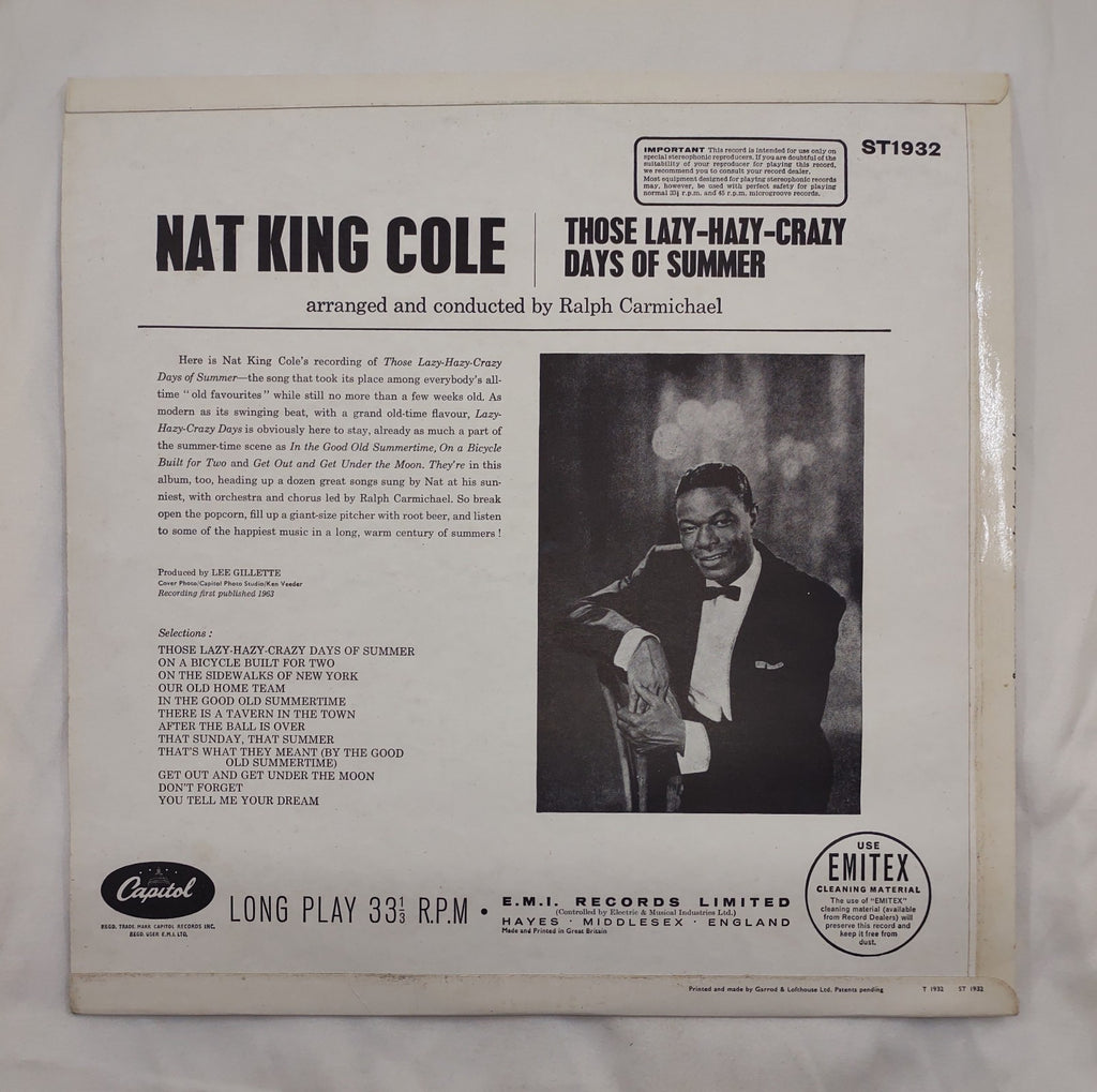 Nat King Cole – Lazy-Hazy-Crazy Days of Summer LP ST1932 VG