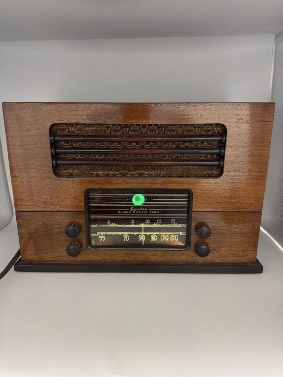 Sparton 6148 Viso-Glo AM/SW Tube Radio (1946) Expert Restored, Green Tuning Eye
