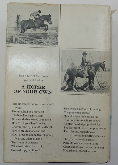 A Horse of Your Own by M. A. Stoneridge – VG+ Horse Care Riding Guide