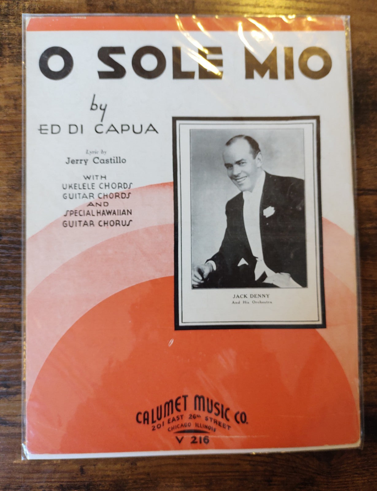 O Sole Mio Jack Denny Orchestra Ed Di Capua Calumet Music Co V216 Sheet