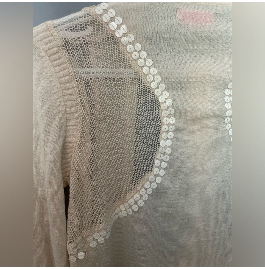 BCBGirls Cream Wrap Long Sleeve Cardigan Women's Size Medium Cozy Knit