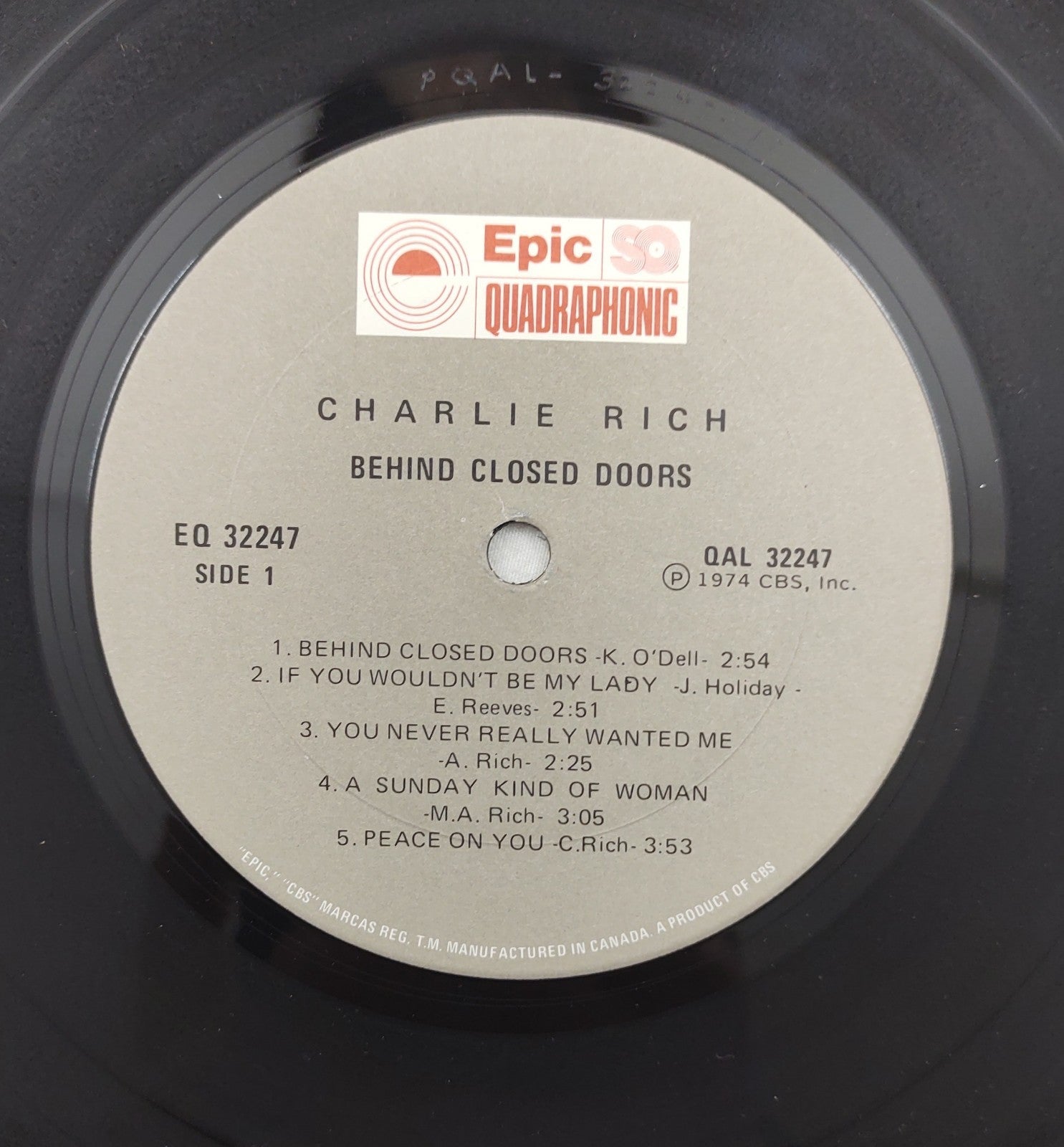 Charlie Rich – Behind Closed Doors LP Quadraphonic Epic EQ-32247