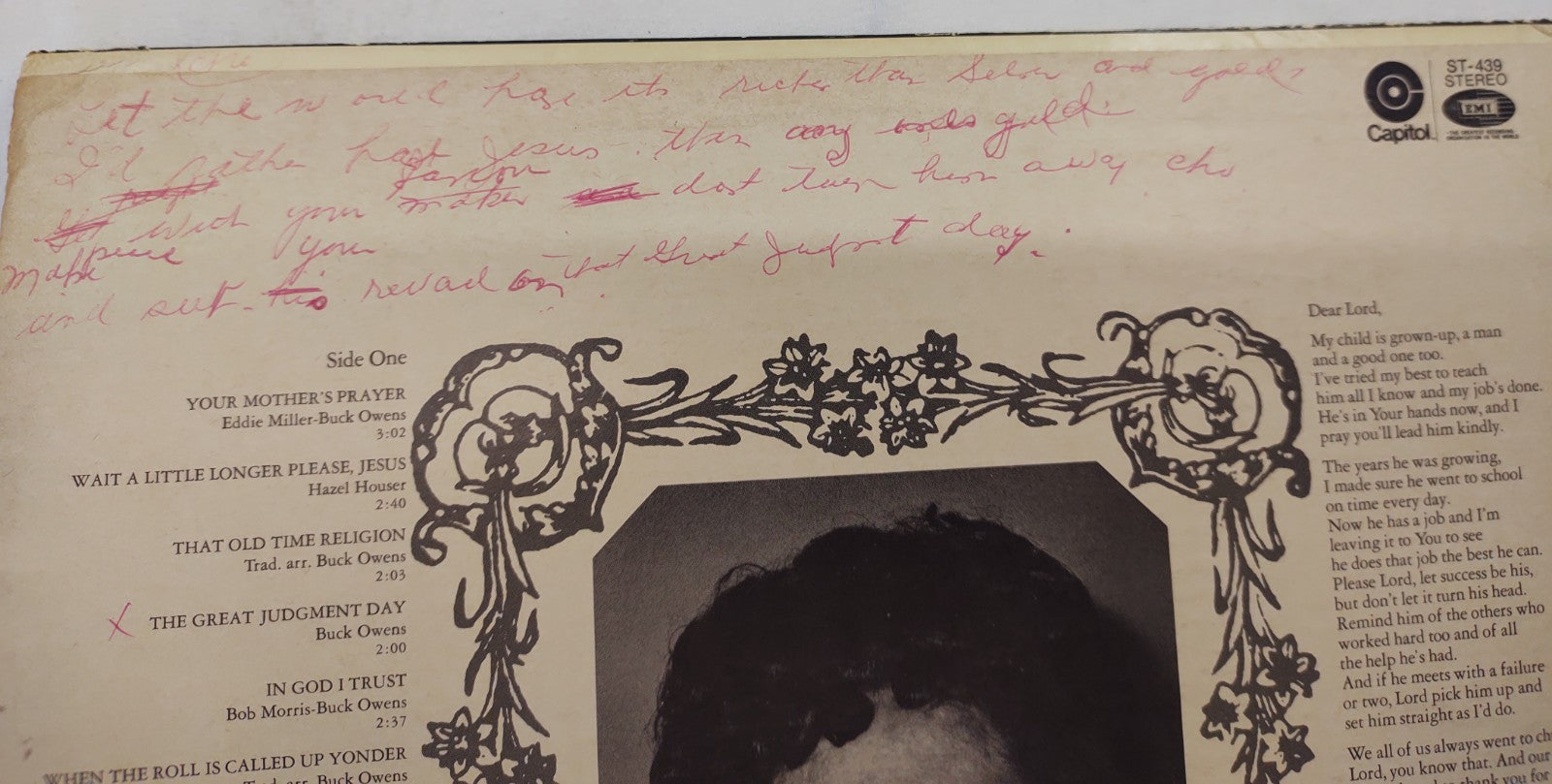 Buck Owens - Your Mother’s Prayer LP Capitol ST-439 USA Stereo Gospel/Country