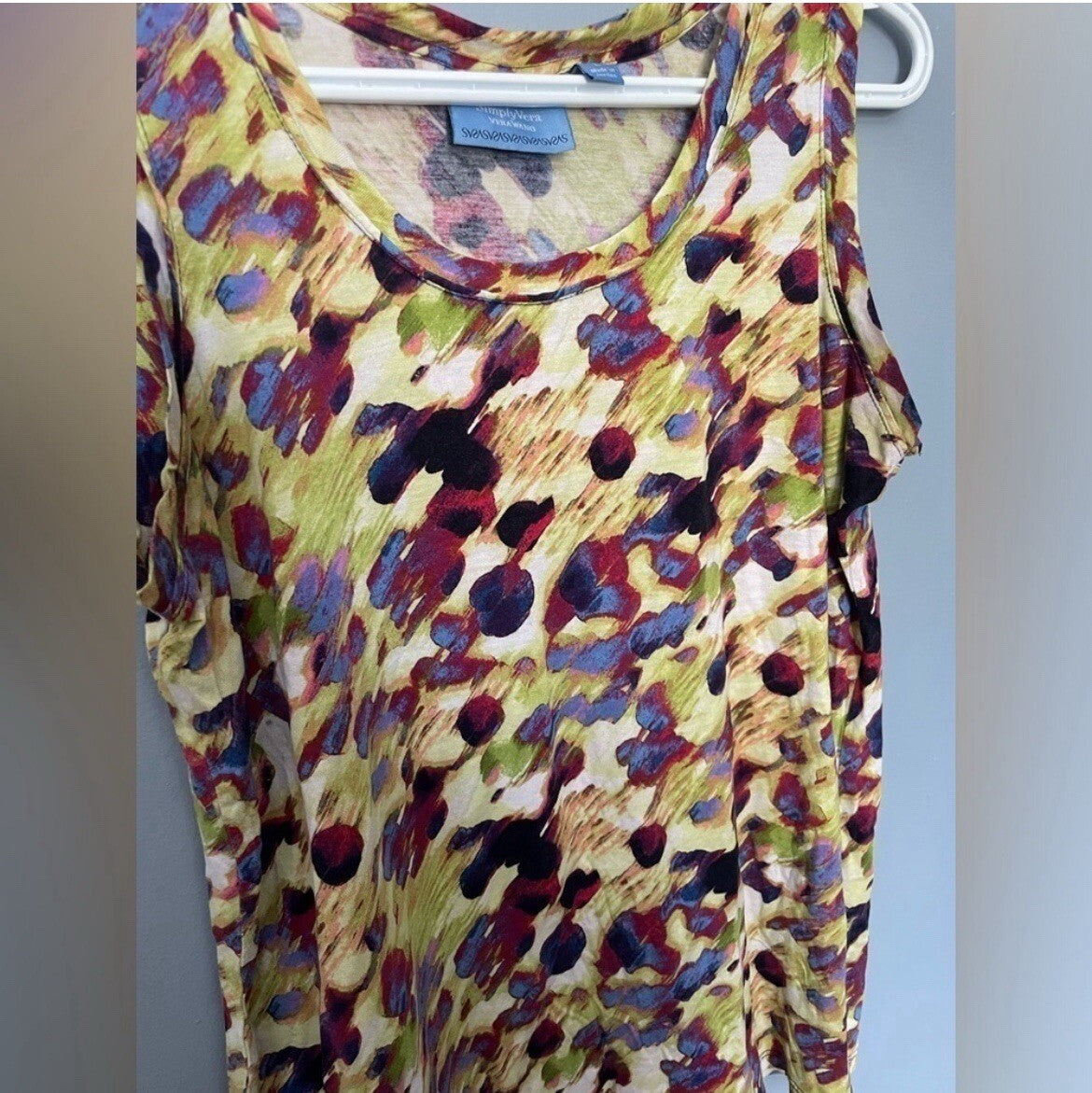 Vera Wang Multicolored Sleeveless Top Women's Size Large Designer Blouse
