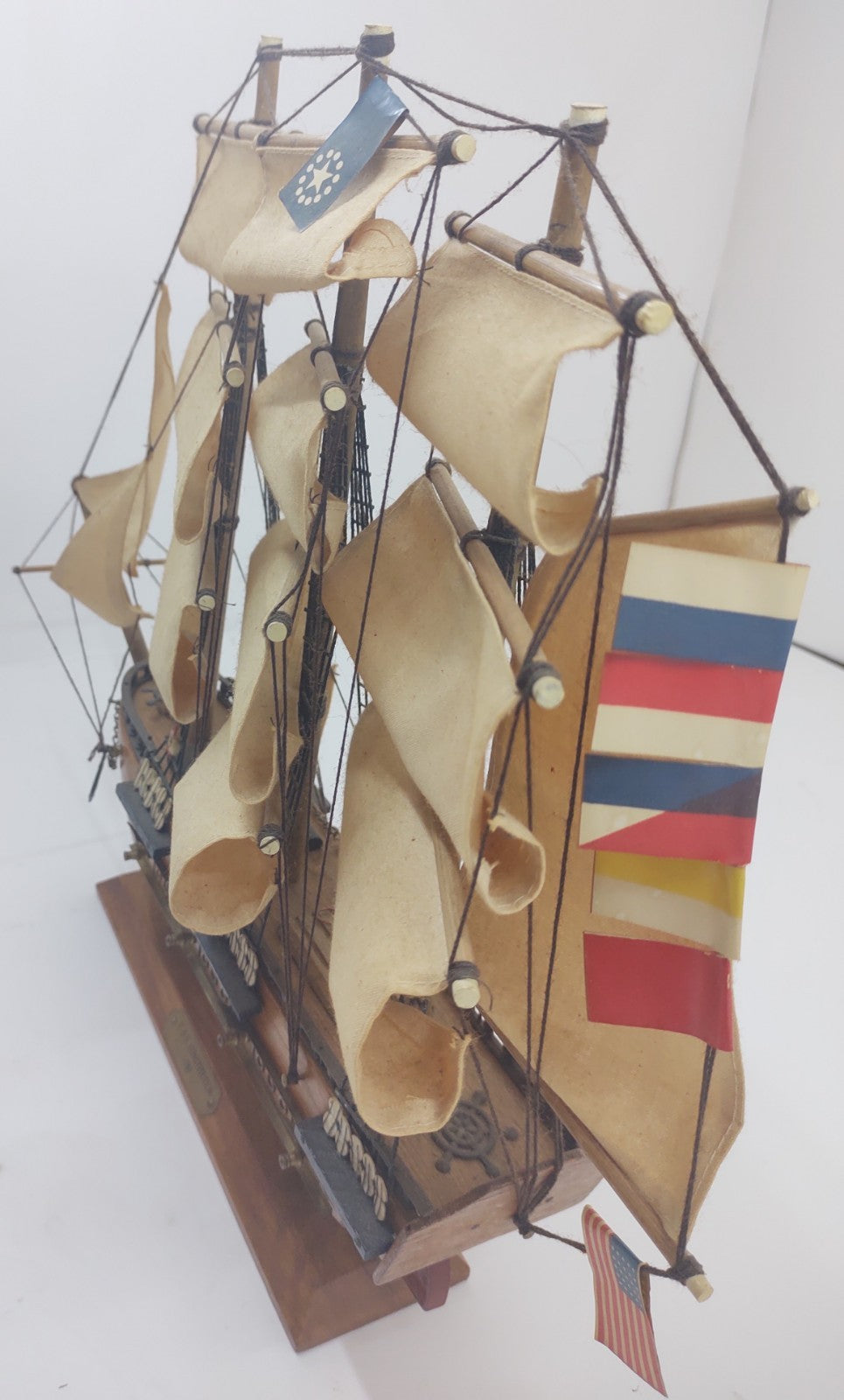 Vintage Wooden USS Constitution Ship Model Nautical Decor Sailing Warship