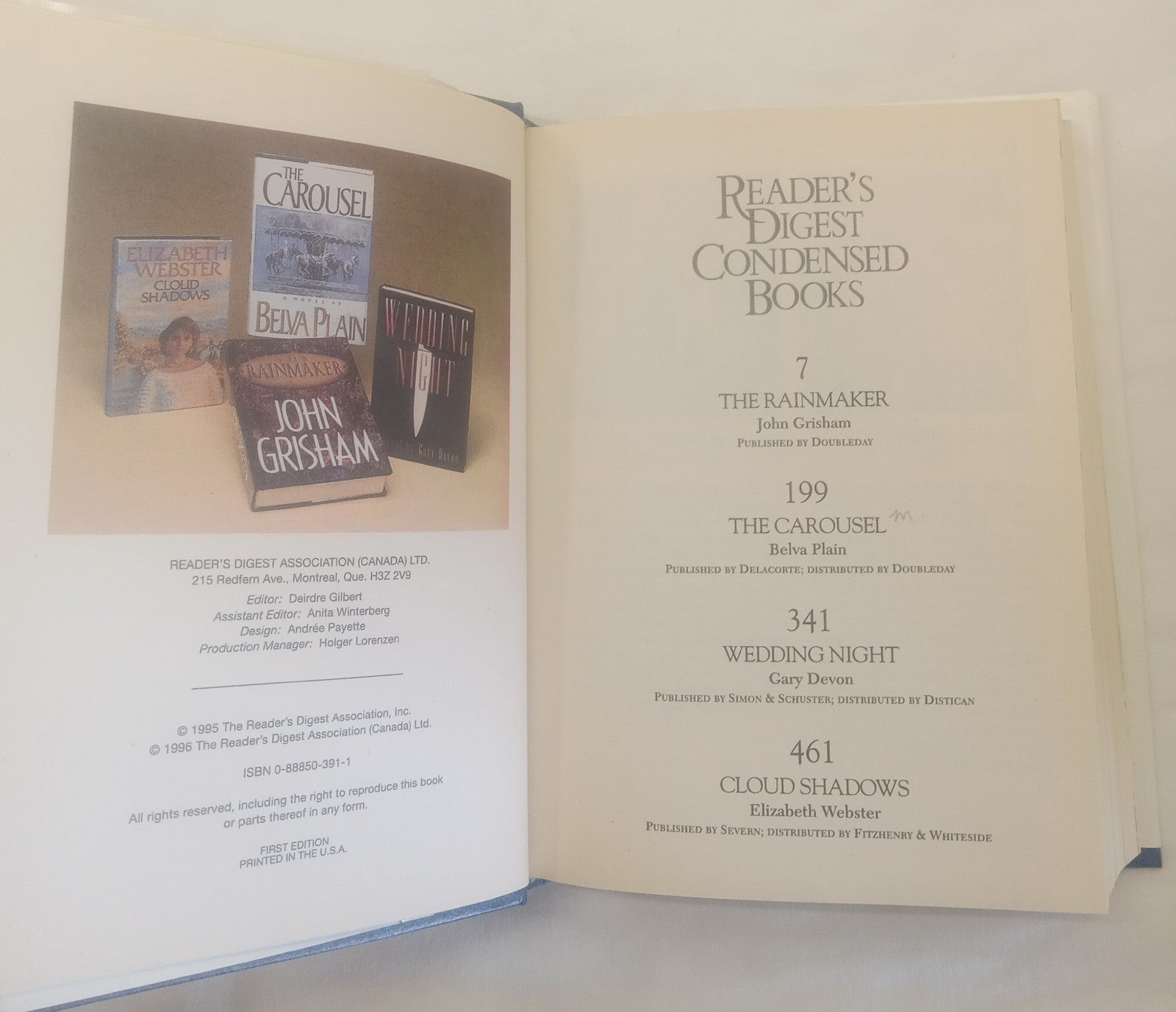 Readers Digest Select Editions Condensed Book First Edition Hardcover Book 1995