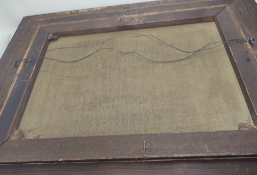 Antique A.S. Austen Original Oil Painting Cottage Lake Landscape Framed