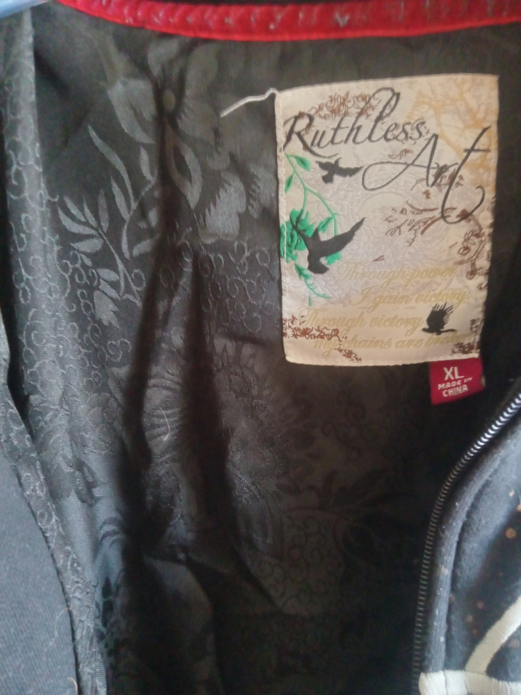 Rawblue Astral Rhinestone Zip Hoodie Black Streetwear Urban Sweater Size XL