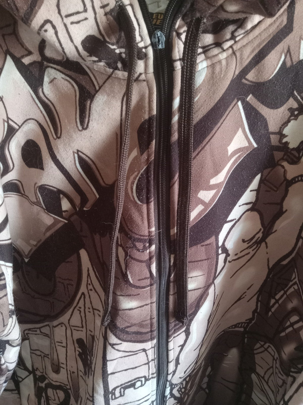 Rawblue Graffiti Zip Hoodie Full Face Mask Urban Streetwear Jacket Men’s Size L