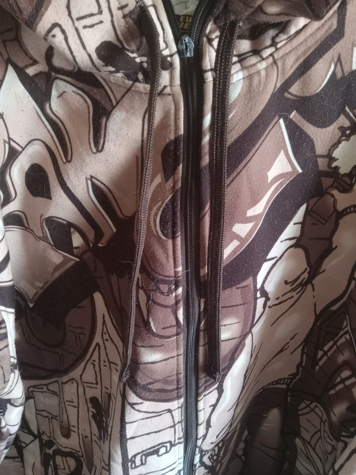 Rawblue Graffiti Zip Hoodie Full Face Mask Urban Streetwear Jacket Men’s Size L