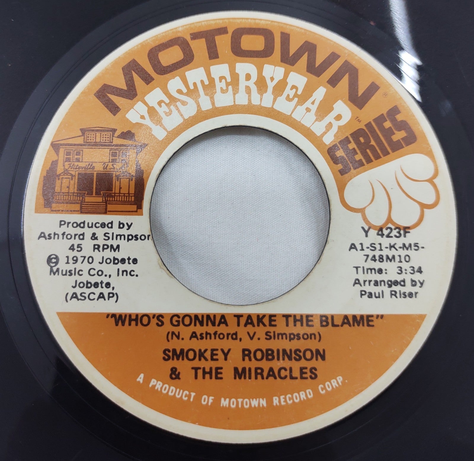 Smokey Robinson – Who’s Gonna Take the Blame 7” Motown Y-423F