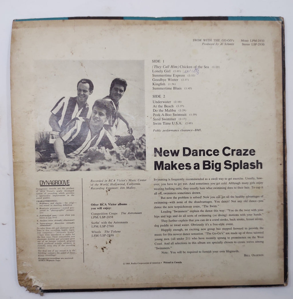 The Go-Gos – Swim with the Go-Gos LP (1964) RCA Victor LPM-2930 Mono Surf...