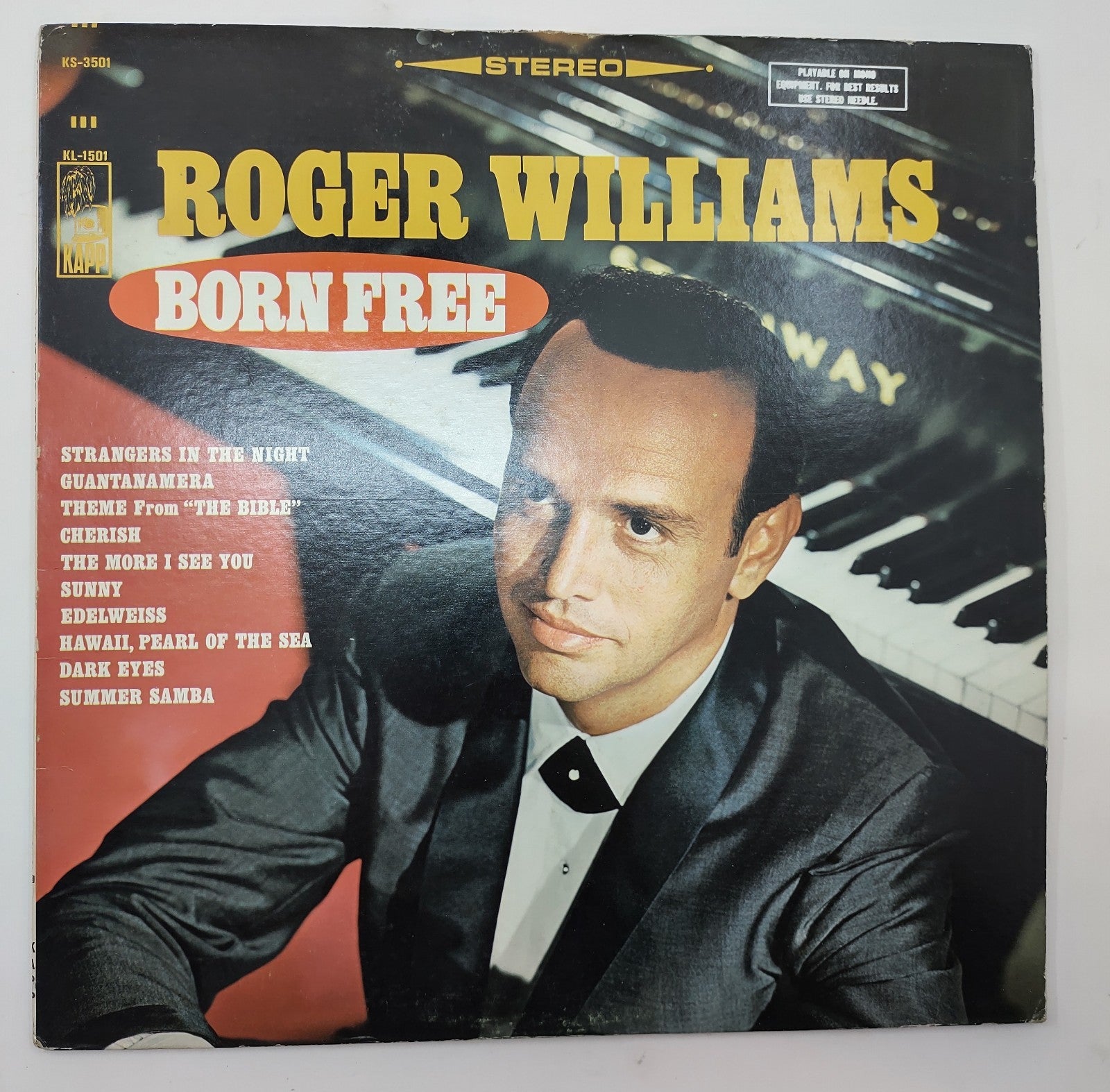 Roger Williams – Born Free LP 1966 Stereo Kapp Records Vintage Vinyl