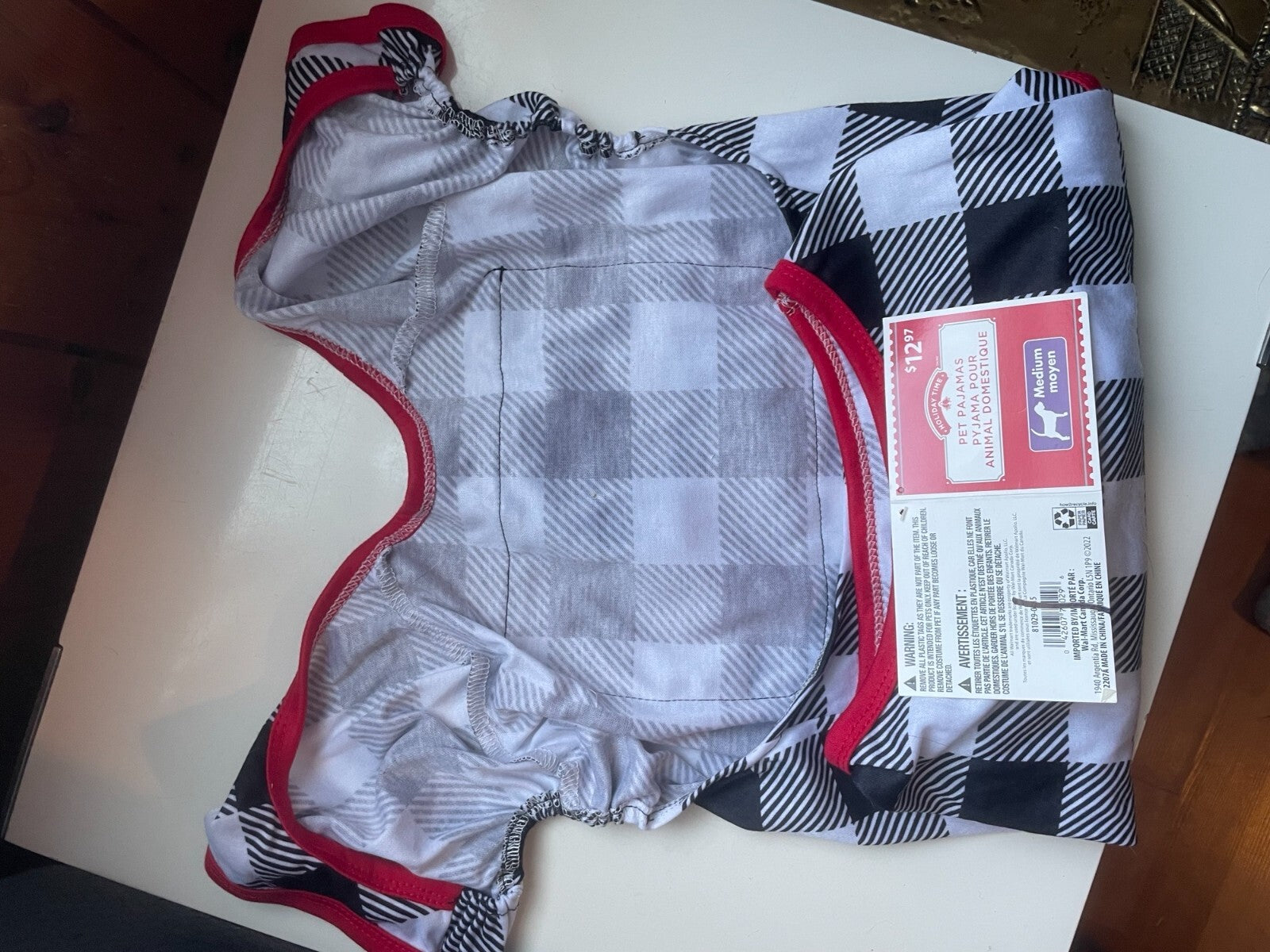 Plaid Paw Print Dog Pajamas – Cozy Fleece Pet Sleepwear for Small Dogs