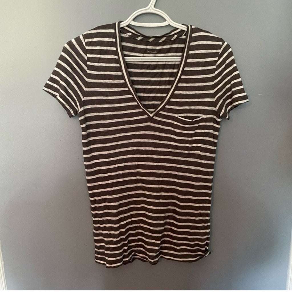 Women’s J.Crew 100% Linen Stripe T-Shirt Size XS – Lightweight Top VG