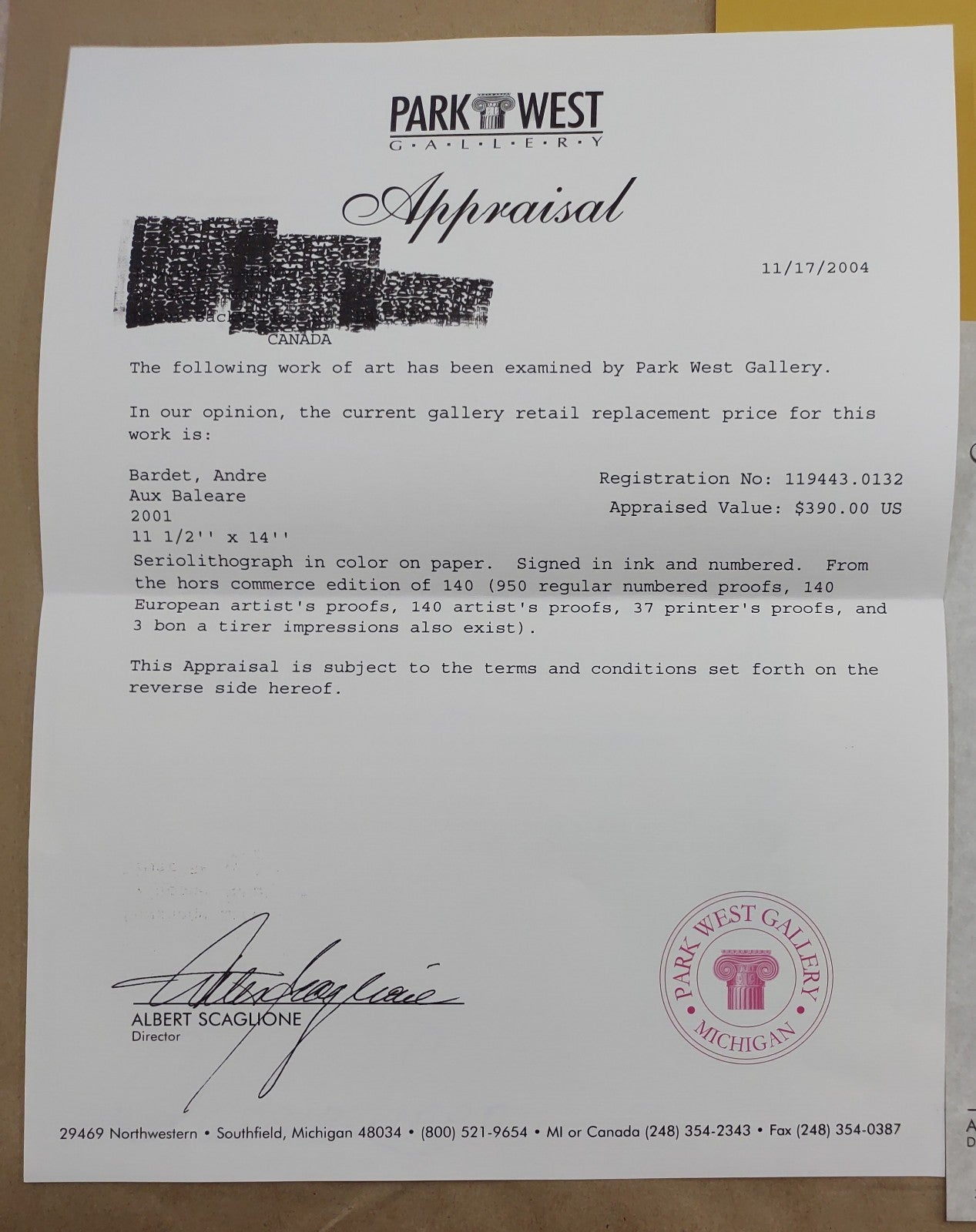 André Bardet Aux Baleares HC 10/140 Hand Signed Seriolithograph Framed