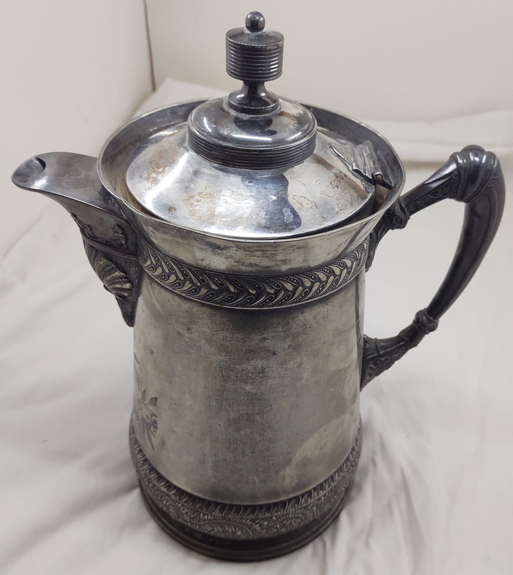 Meriden Britannia Victorian Silverplate Ice Water Pitcher #193 Repoussé Ornate