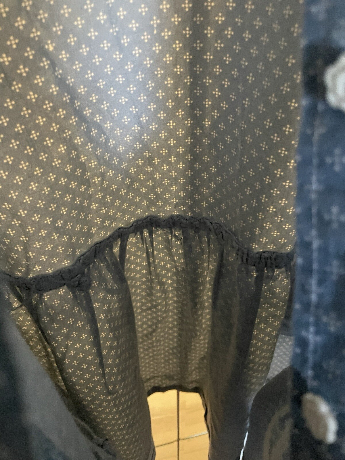 Handmade Cotton Blue Dress with Pockets – Size Large – Vintage Boho Style