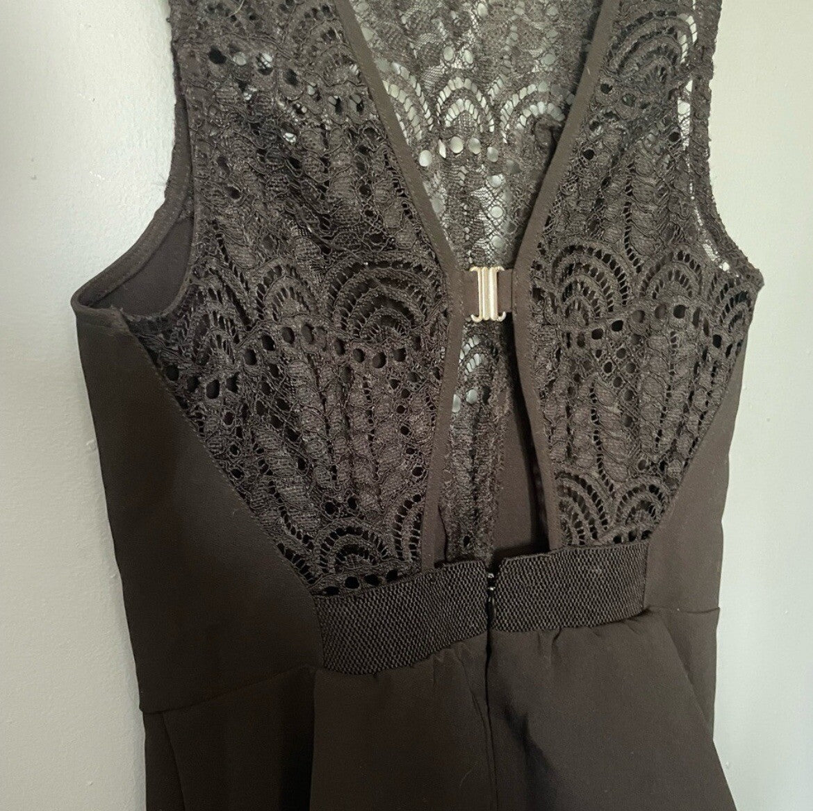 Black Lace Peplum Top XS Slim Fit Gothic Cocktail Party Sexy Evening Shirt