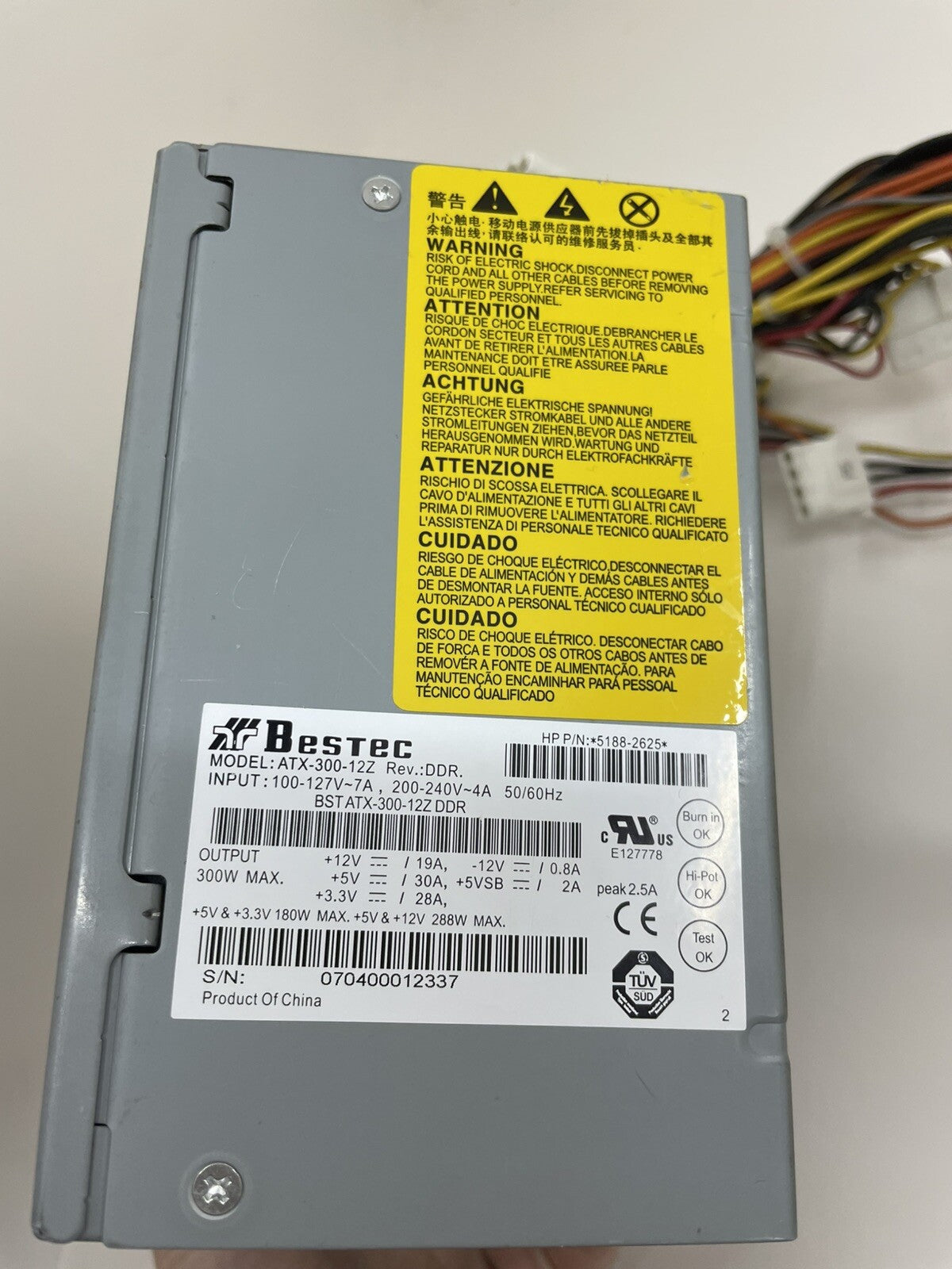 Bestec ATX‑300‑12Z Power Supply – PC PSU for Parts or Repair, 300W ATX