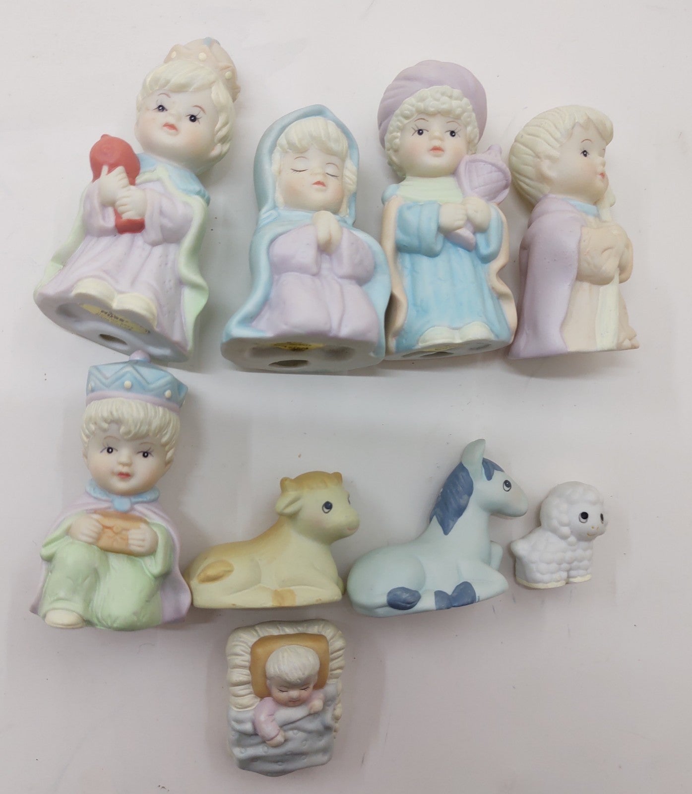 Lot of 9 Russ Berrie Bisque Mini Figurines Vintage Figurine Set Collectible