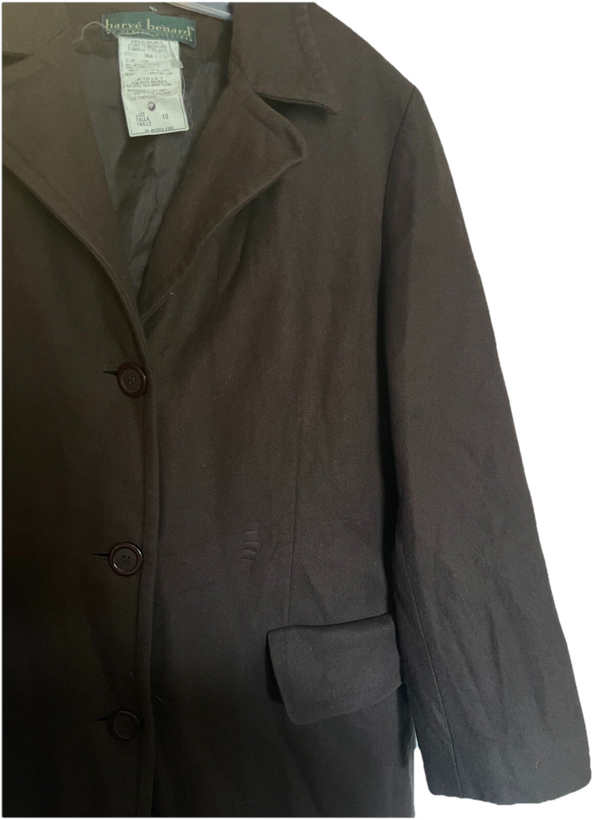 Harve Bénard Brown Wool Winter Peacoat Women's Size Medium Classic Coat