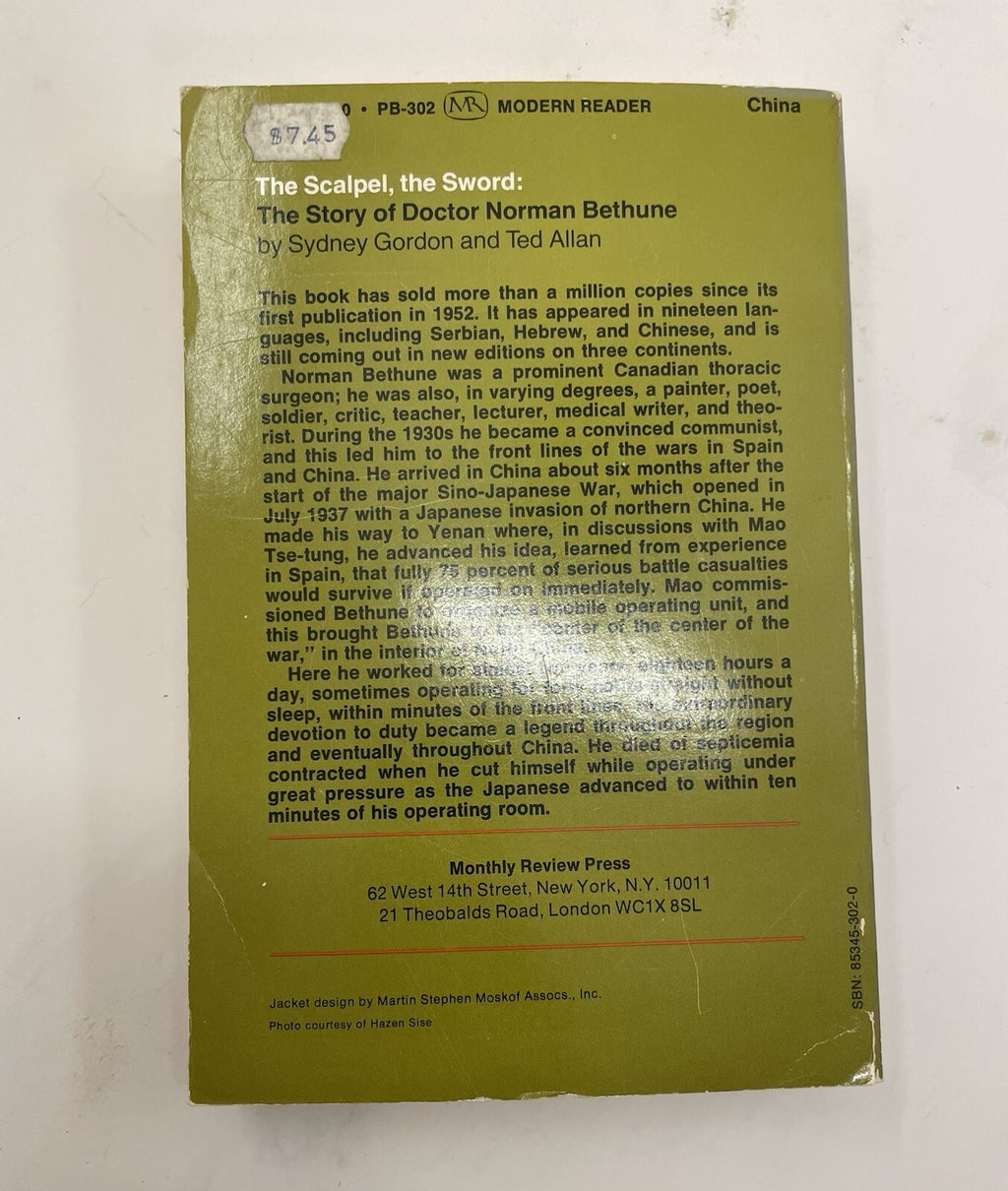 The Scalpel & The Sword – G+ Norman Bethune Biography, Hardcover