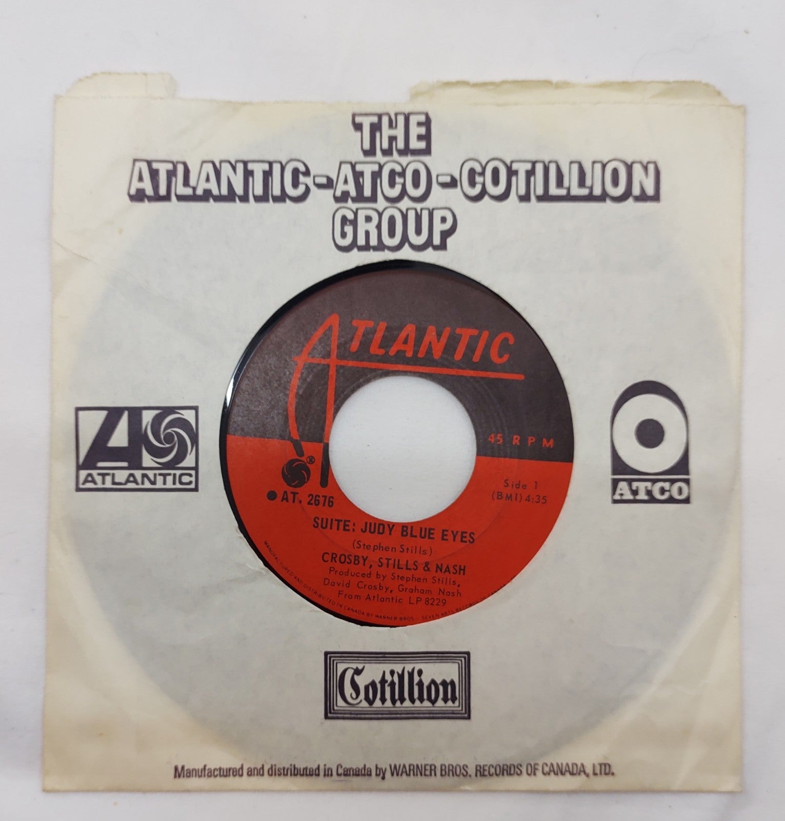 CSN Suite Judy Blue Eyes 45 RPM 7" Rock Vinyl Single 1969 Atlantic