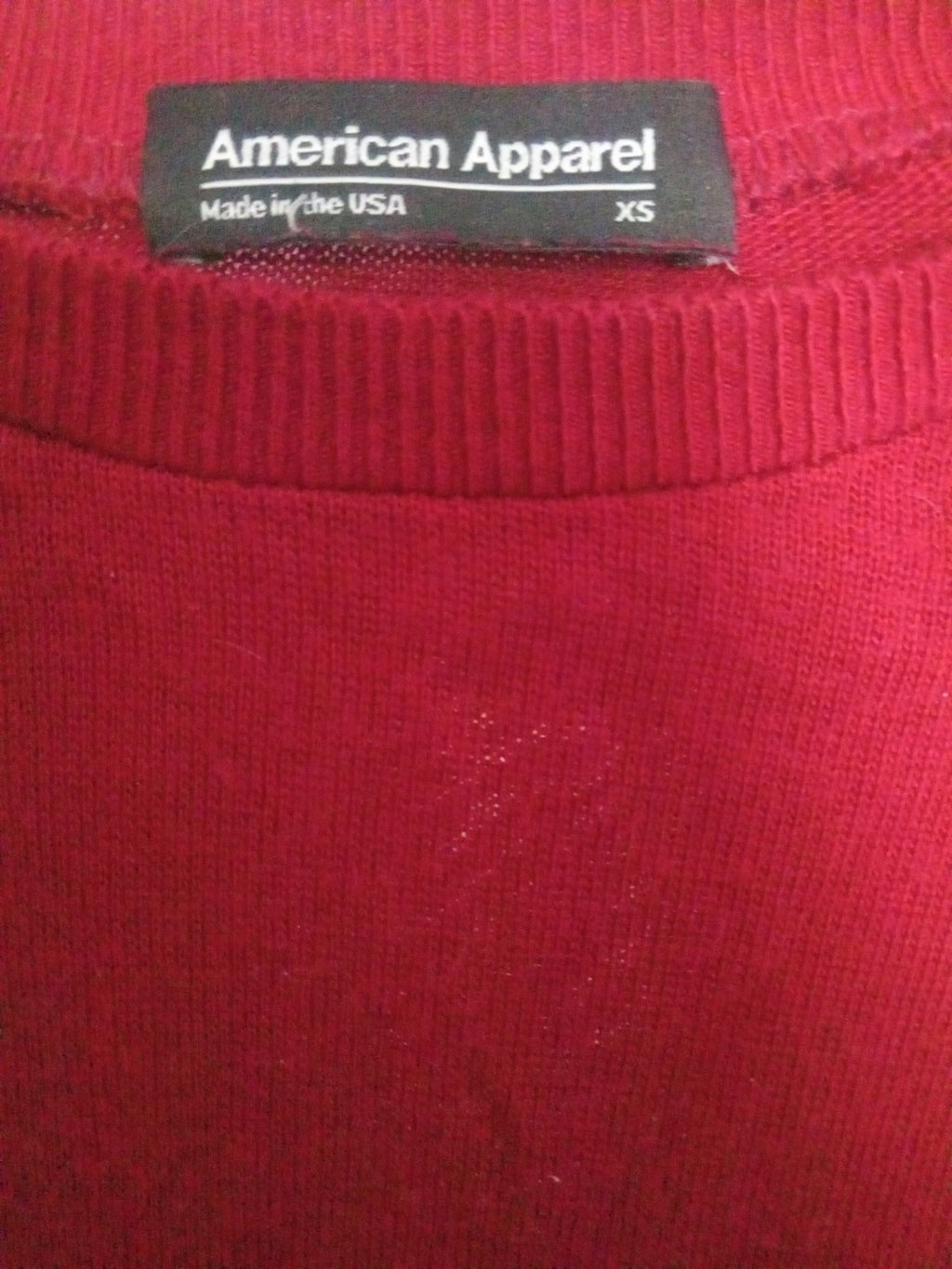 American Apparel Red Long Sleeve Crop Shirt Scoop Neck Size xs
