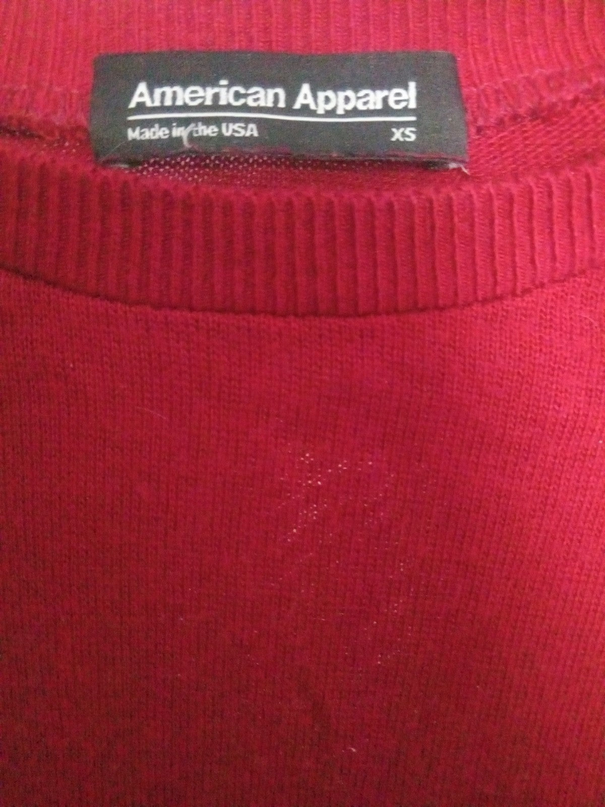 American Apparel Red Long Sleeve Crop Shirt Scoop Neck Size xs