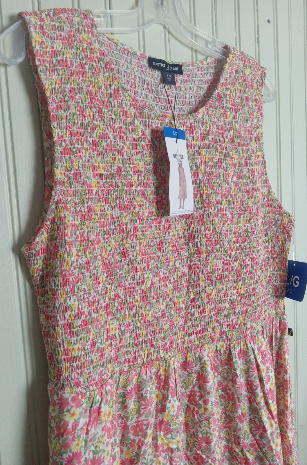 Nautica Women’s Floral Maxi Dress Large 100% Viscose Boho Summer Vacation