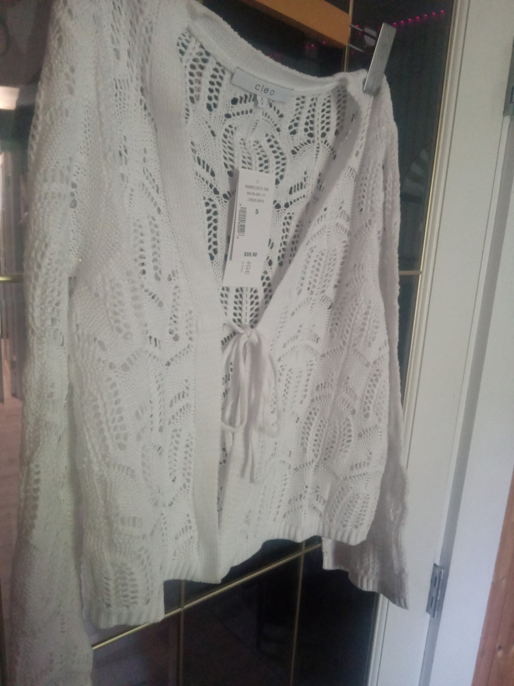 Cleo White Crochet Cardigan Cover Up NWT Size S Cotton Boho Beach Layer