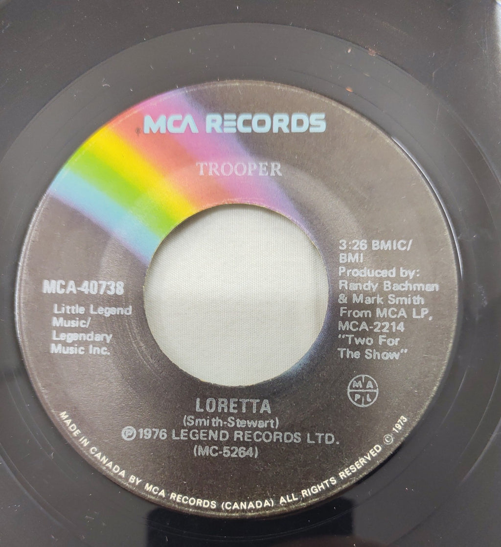 Trooper – Loretta 7” MCA 40738 Canada 1976 Randy Bachman Prod