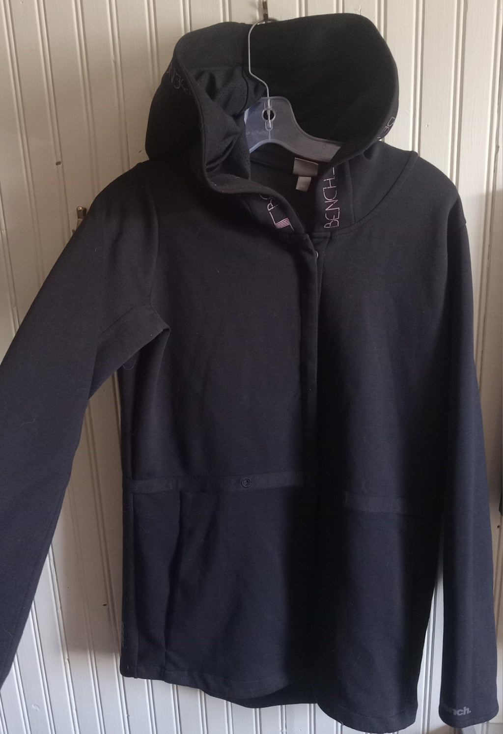 Bench Black Pink Hoodie Button Up Sweater Casual Streetwear Jacket Size M