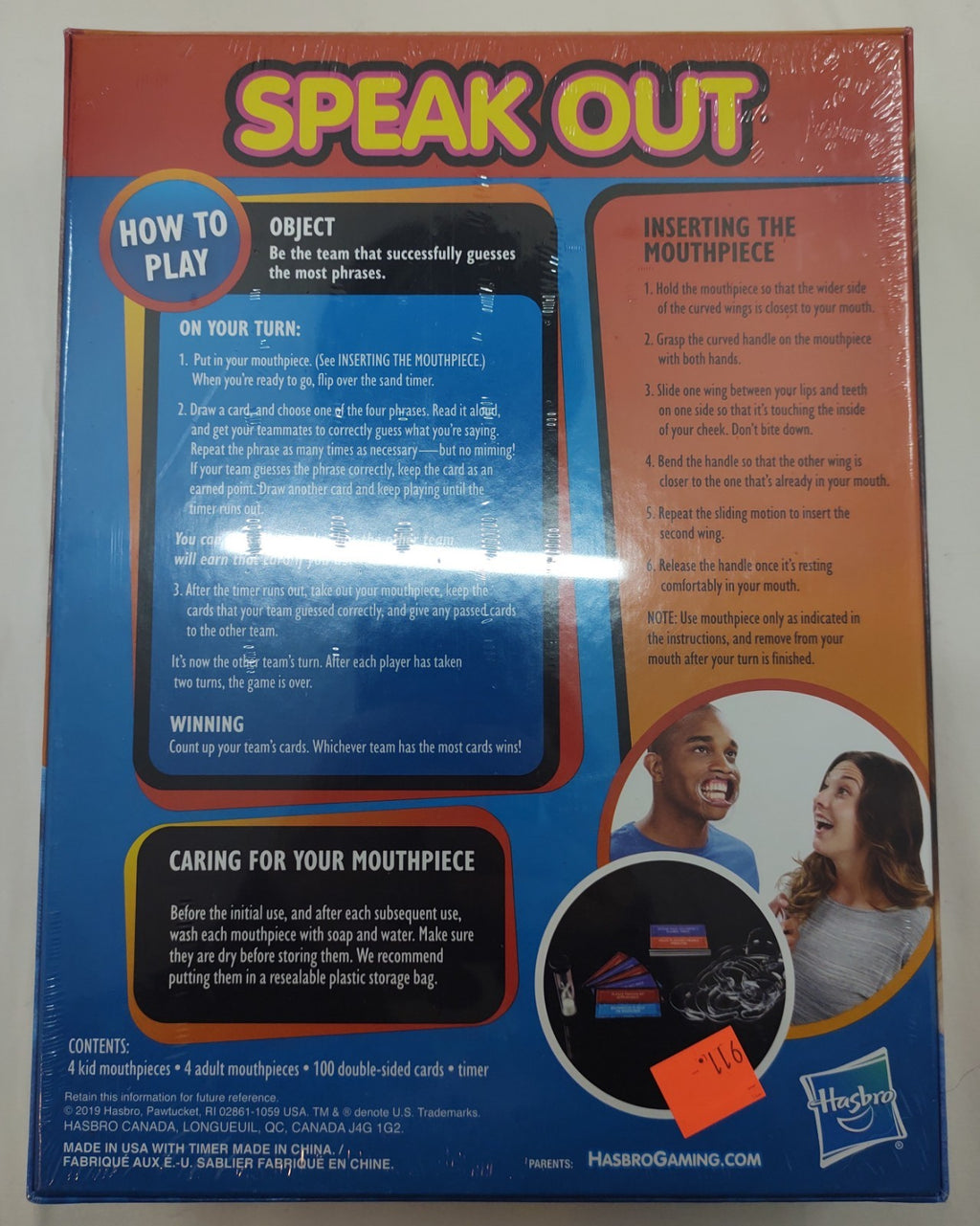 Hasbro Speak Out Game Mouthpiece Challenge Party Family Game Complete