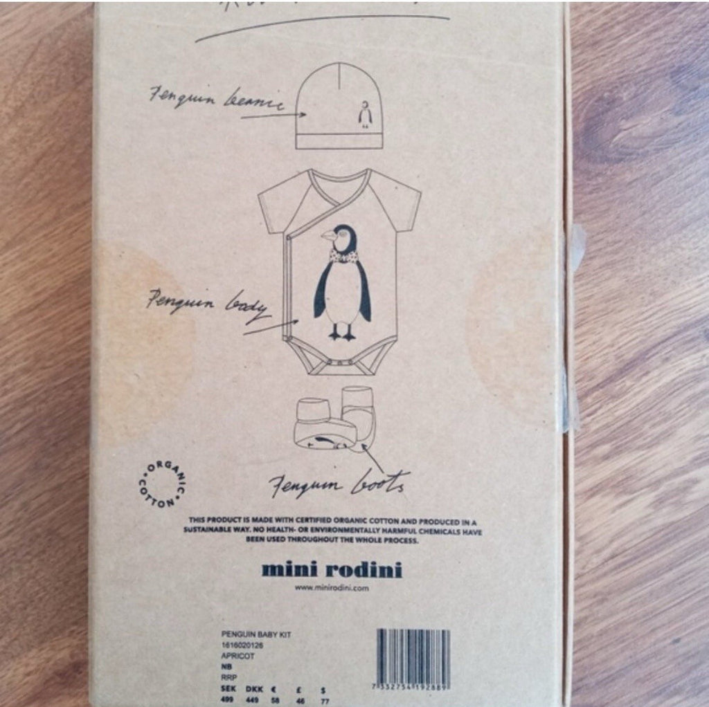 Mini Rodini Baby Girl Sleepwear Set Pink Penguin Print Organic Cotton 0–3 Months