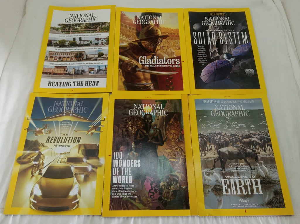 National Geographic Jul–Dec 2021 | 6 VG+ Issues | Faux Leather Slipcase