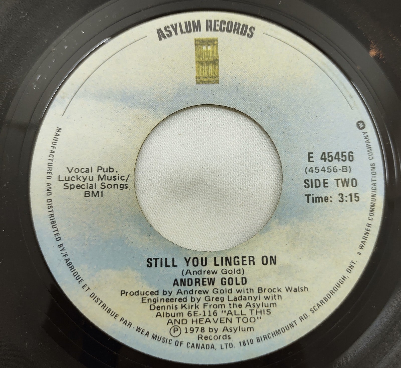 Andrew Gold – Still You Linger On 7” Asylum E-45456 Canada 1978