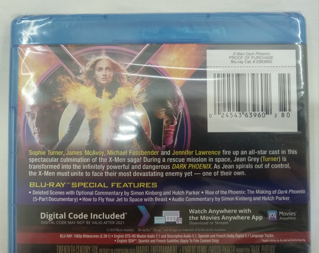 X-Men Dark Phoenix Blu-ray Digital Code Marvel Movie NEW Sealed
