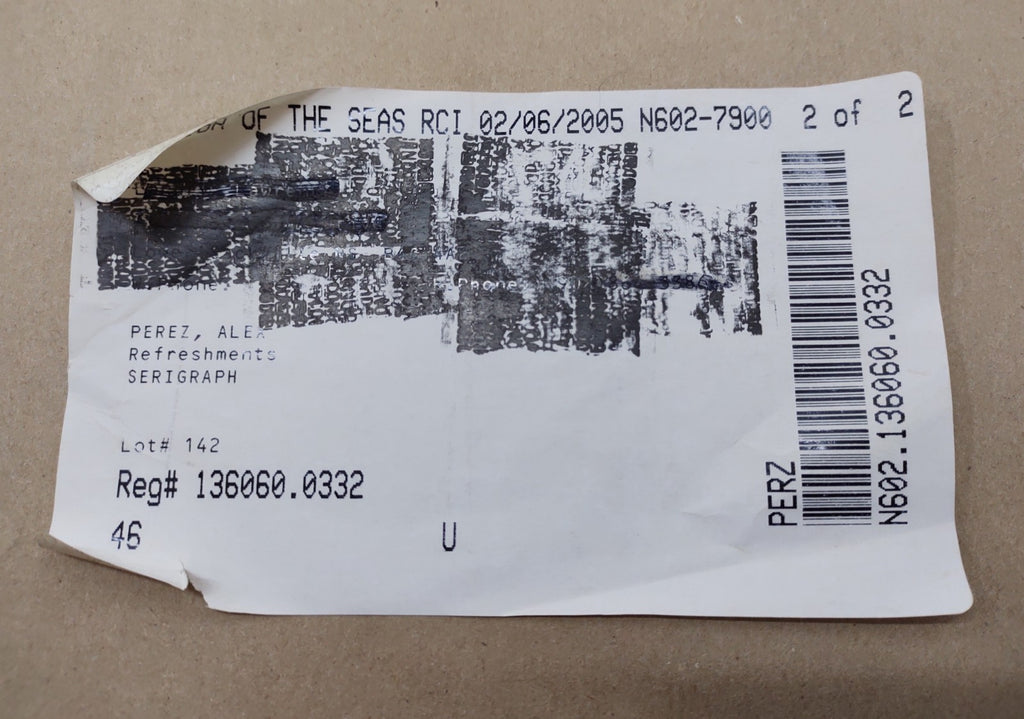 Alex Perez Refreshments Hand Signed Serigraph #17/350 Framed Art