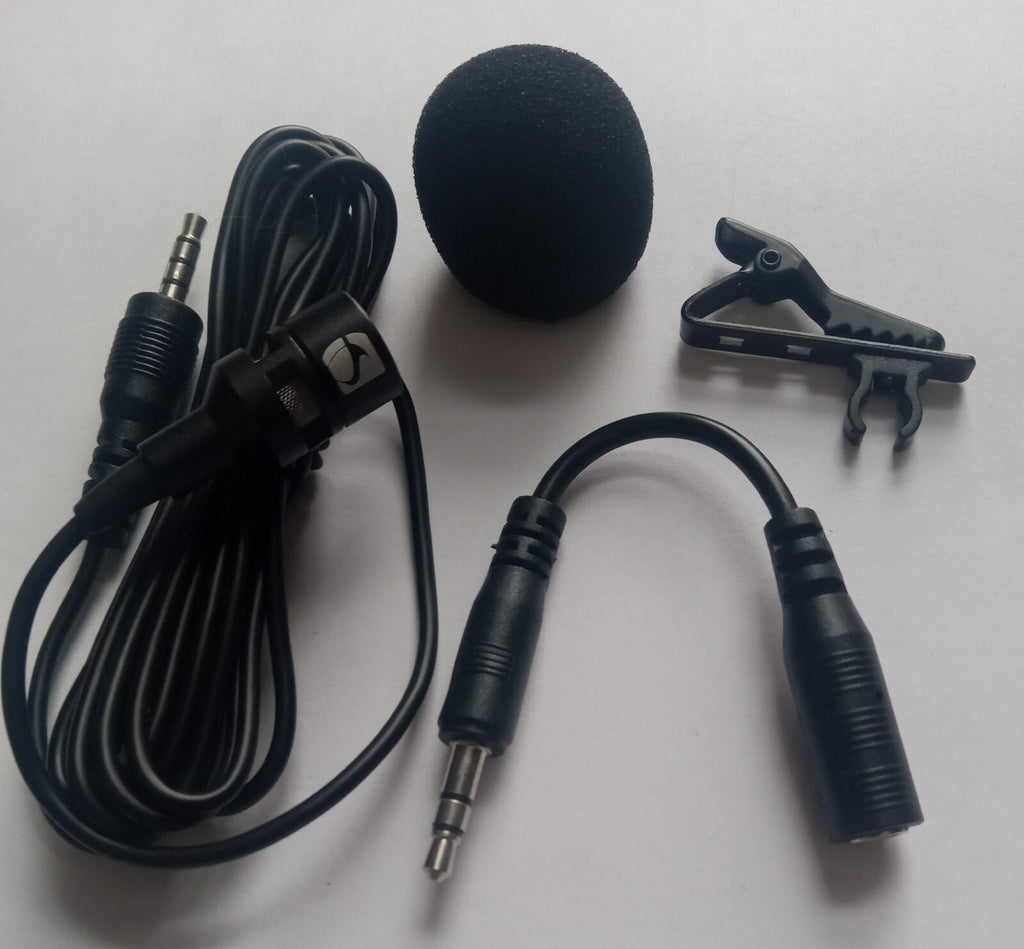 3.5mm Clip-On Lavalier Microphone Lapel Mic w/ 6.5mm Adapter for Phone/PC/ASMR