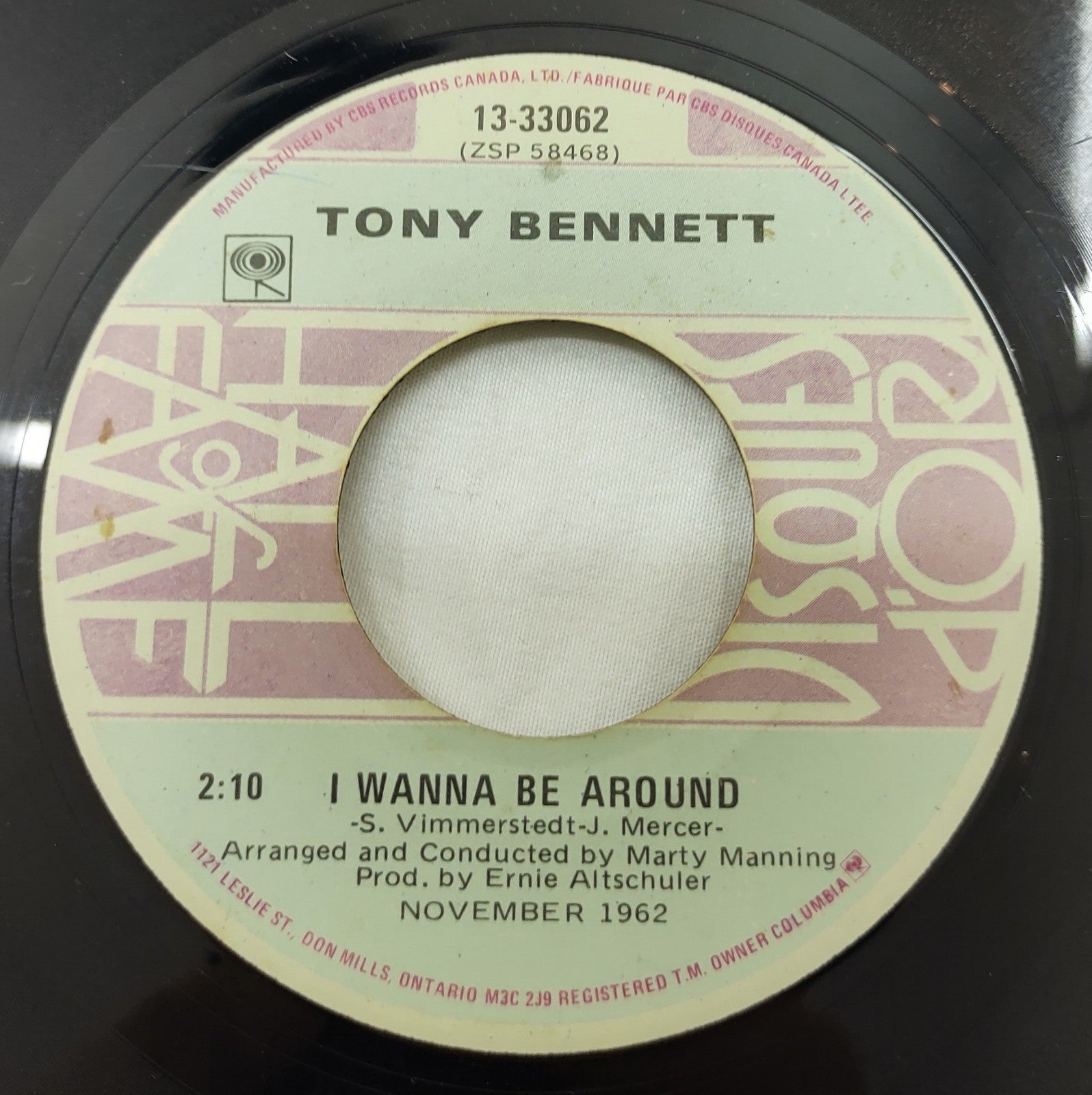 Tony Bennett: I Left My Heart in San Francisco 7" Single #13-33062 #ZSP56077