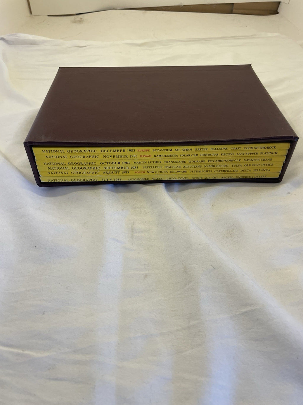Nat Geo Mags Jul–Dec 1983 Vtg Slipcvr Wildlife Set Decor Atlas Nature